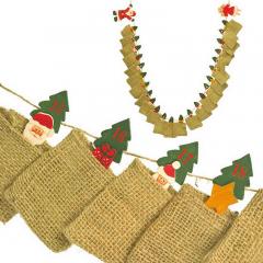 Adventskalender mit Jute-Säckchen